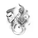 dreamworks logo with two person tattoo design idea