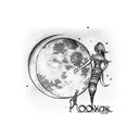 moon from dreamworks logo with two person tattoo design idea