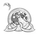 moon from dreamworks logo with two person tattoo design idea