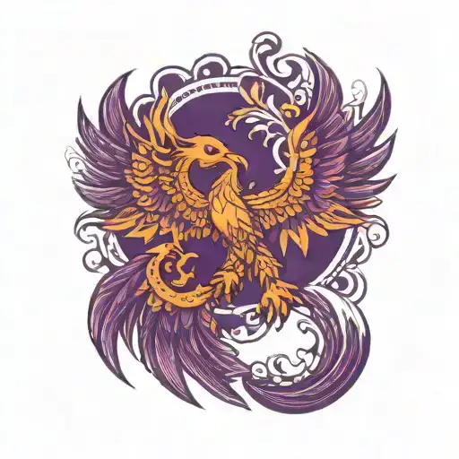 White henna tattoo with Phoenix eagle scorpion on top purple tattoo design idea