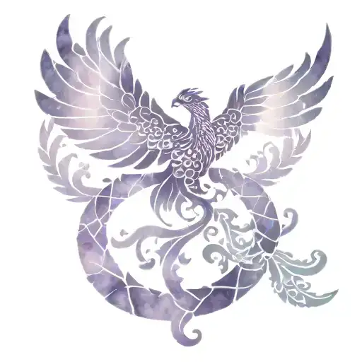 White henna tattoo with Phoenix eagle scorpion on top purple tattoo design idea