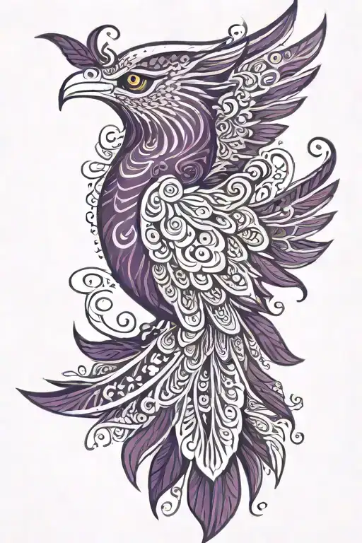 White henna tattoo with purple Phoenix on topI'm  tattoo design idea