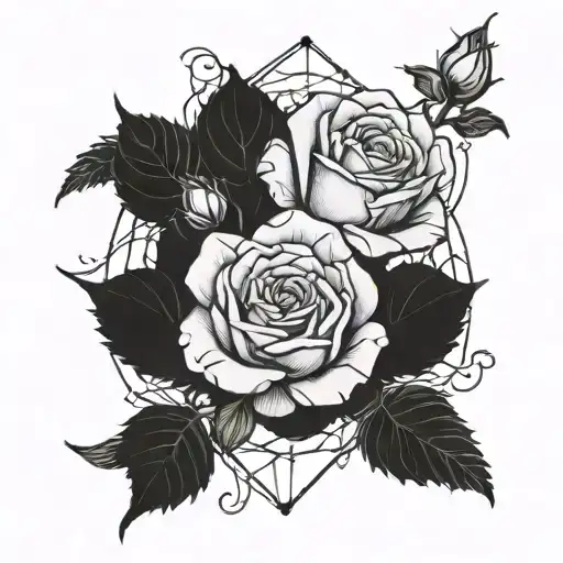 webs and roses elbow tattoo design idea