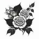 webs and roses elbow tattoo design idea