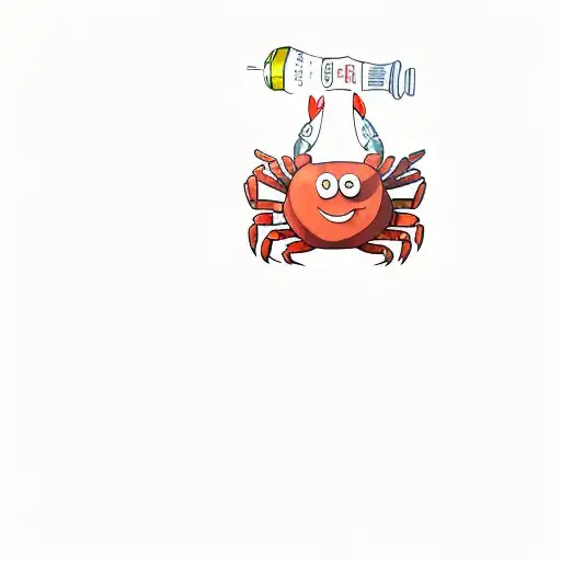 a crab holding a bottle tattoo design idea