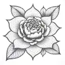A geometric mandala design incorporating elements of a peony flower in dotwork style tattoo design idea
