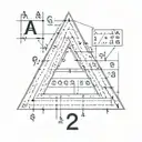 triangle with a 2 inside. at the ends of the 3 sides of the triangle the letters A E and I and the numbers 2, 8 and 0. A tattoo design idea