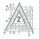triangle with a 2 inside. at the ends of the 3 sides of the triangle the letters A E and I and the numbers 2, 8 and 0. A tattoo design idea