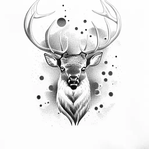 A majestic elk surrounded by a dense forest tattoo design idea