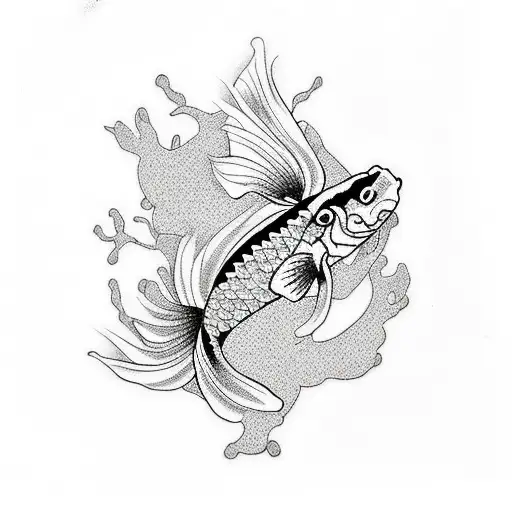 pez koi con flor tattoo design idea