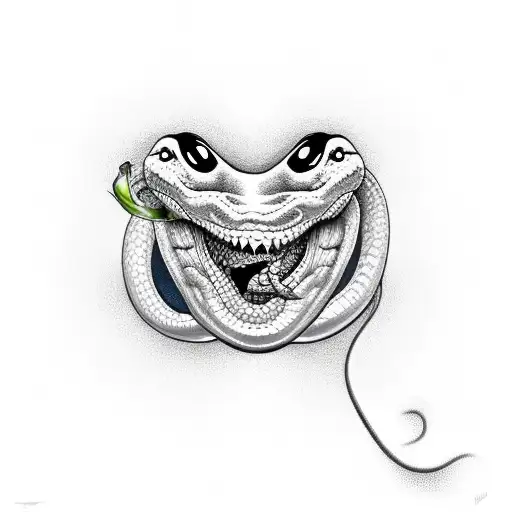 snake with rose coming out of mouth  tattoo design idea