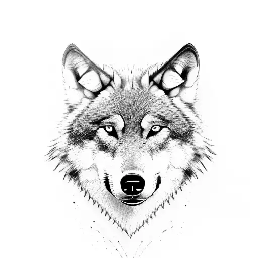 Wolf looking in water at himself as pup tattoo design idea