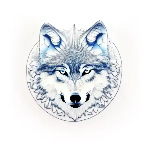 Wolf looking in water at himself as pup tattoo design idea