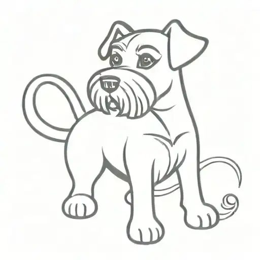 Design a cartoon version of the tattoo on your husband, wife, son, schnauzer dog and cat tattoo design idea
