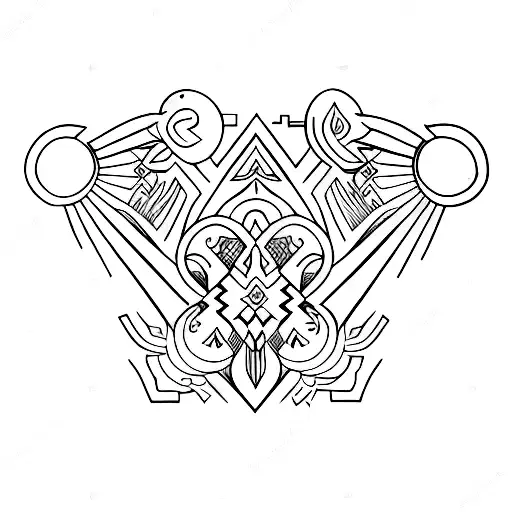 tribal symmetrical lineart tattoo design idea