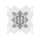 symmetrical lineart tattoo design idea