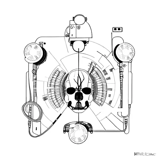 A minimalist representation of a CT scan machine with a historical twist tattoo design idea
