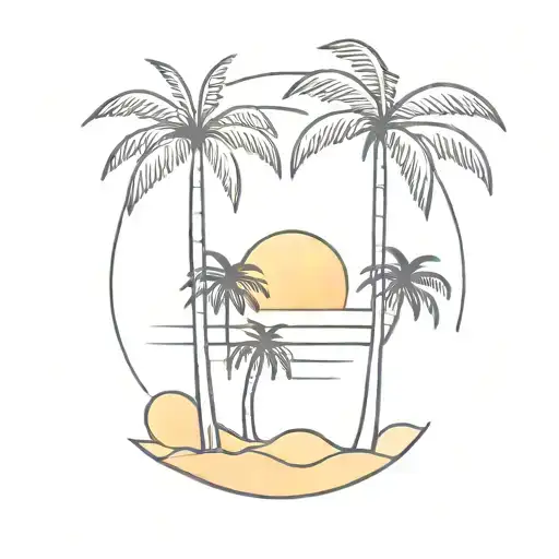 sunset and palm tree tattoo design idea