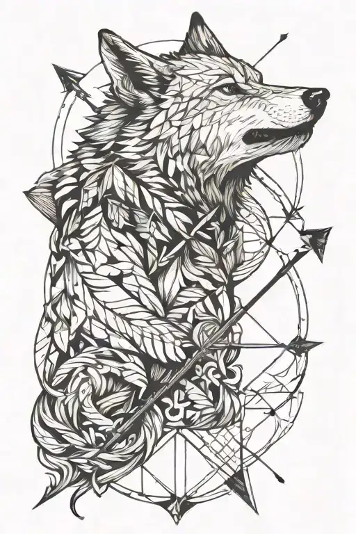 wolf and arrow  tattoo design idea