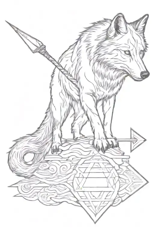 wolf walking on a arrow  tattoo design idea