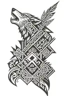 wolf and arrow design tattoo design idea