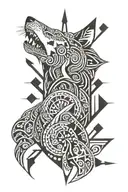 wolf and arrow design tattoo design idea