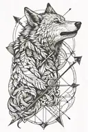 wolf and arrow  tattoo design idea