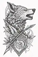 wolf and arrow  tattoo design idea