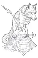 wolf walking on a arrow  tattoo design idea