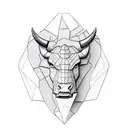 the rock's bull head mixed with scales of justice tattoo design idea
