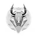 the rock's bull head mixed with scales of justice tattoo design idea