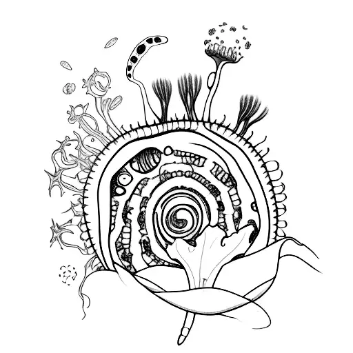 bones, semi colon, venus fly trap, black dahlia tattoo design idea