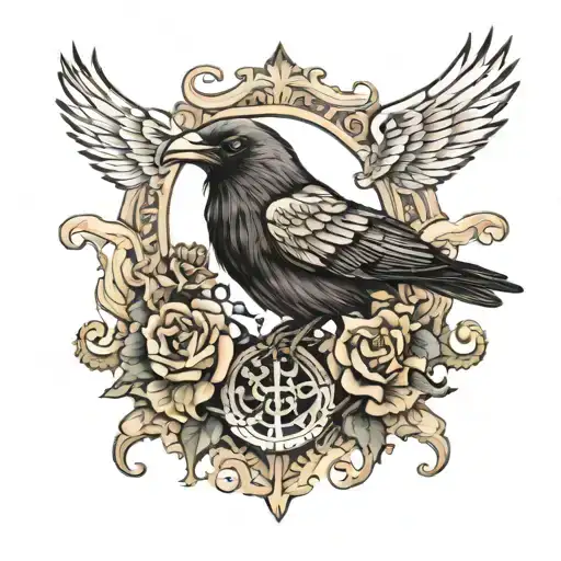 morbid crow tattoo design idea