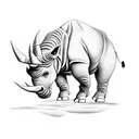 An intricate blackwork tattoo of a muscular rhinoceros lifting weights in a gym setting. tattoo design idea