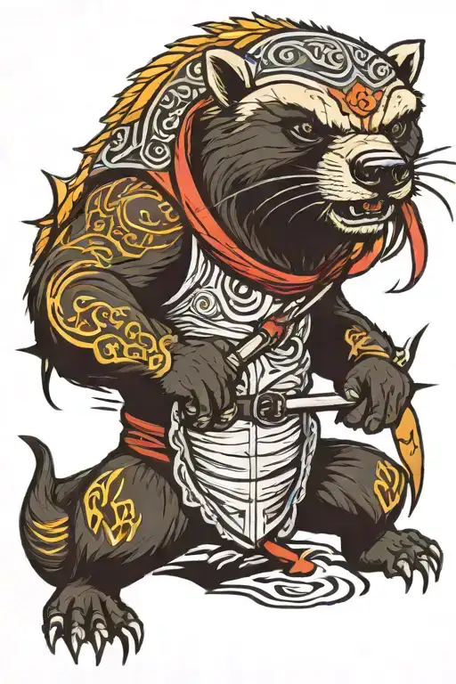 honey badger ninja warrior tattoo design idea