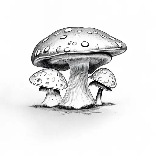mushroom with eyes tattoo design idea