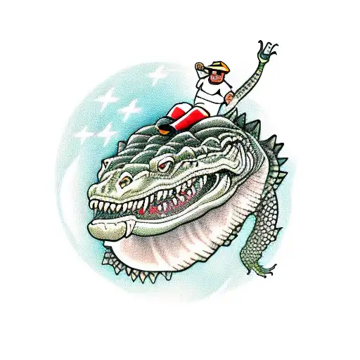 Florida Man Riding Alligator with Chicken Head tattoo design idea