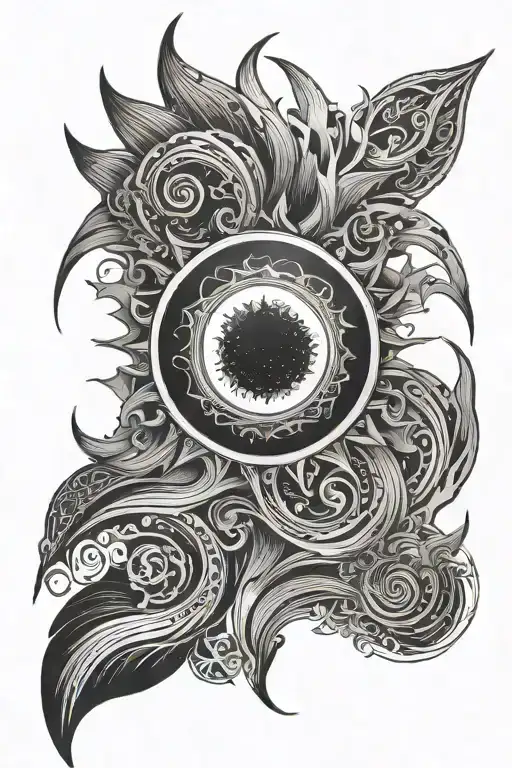 solar eclipse with streaks tattoo design idea