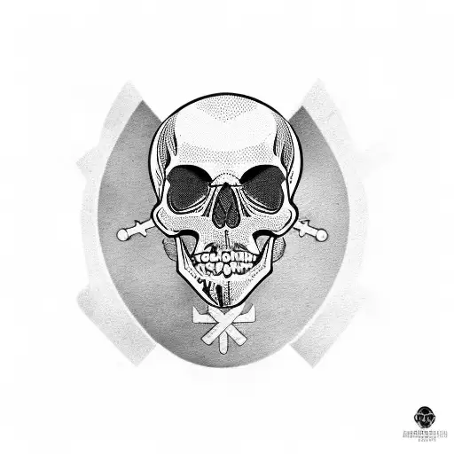 Skull and crossbones with pitbull silhouette tattoo design idea