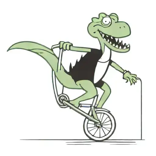 cute dinosaur very long neck on bmx tattoo design idea