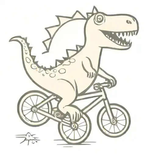 cute dinosaur on bmx simpel tattoo design idea