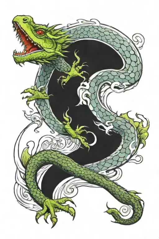 half-sleeve tattoo featuring a Western water dragon with the Aquarius glyph subtly integrated into the d tattoo design idea