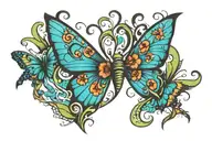 butterfly heart tribal tattoo design idea