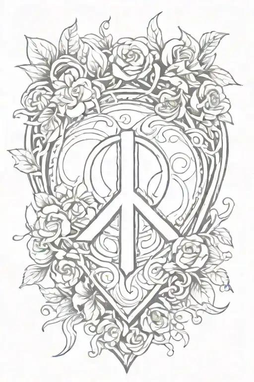 A buttery smooth heart with a peace sign inside tattoo design idea
