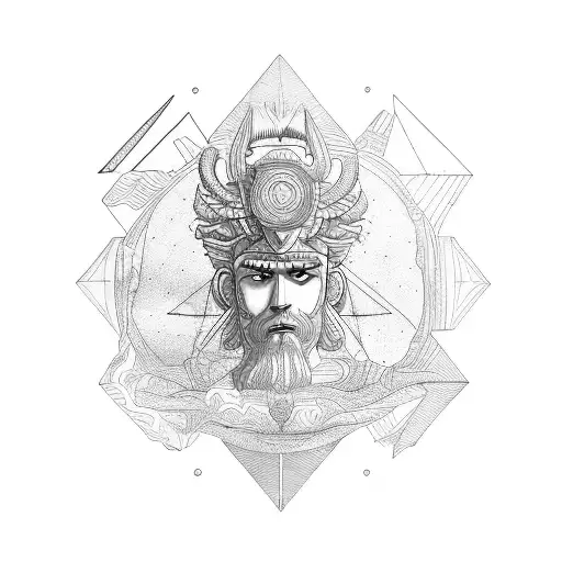 wind god boreas climbing diving sailing earth life world tattoo design idea