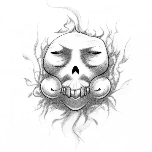 ghost face with smoke trailing behind tattoo design idea