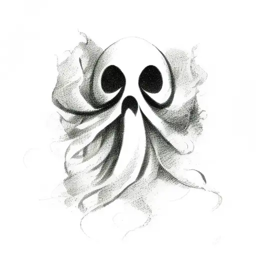 ghost face with smoke trail tattoo design idea