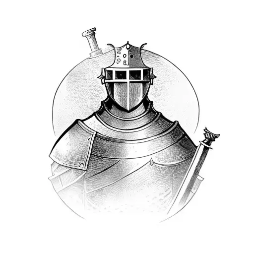medieval knight with a flask tattoo design idea