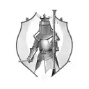 medieval knight with a flask tattoo design idea