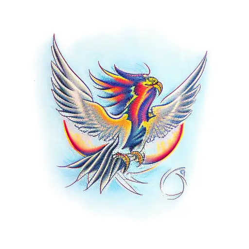 phoenix with "alex" tail tattoo design idea